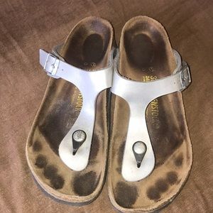 Silver Thong Birkenstocks